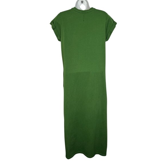 ALL SAINTS Anna Maxi T-Shirt Dress Modern Cotton Side Slits Shapeless Green US 4 - Picture 11 of 14